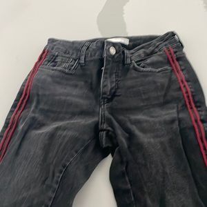 Zara black jeans with red stripe